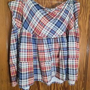 Torrid Multicolor Plaid Off-Shoulder Blouse